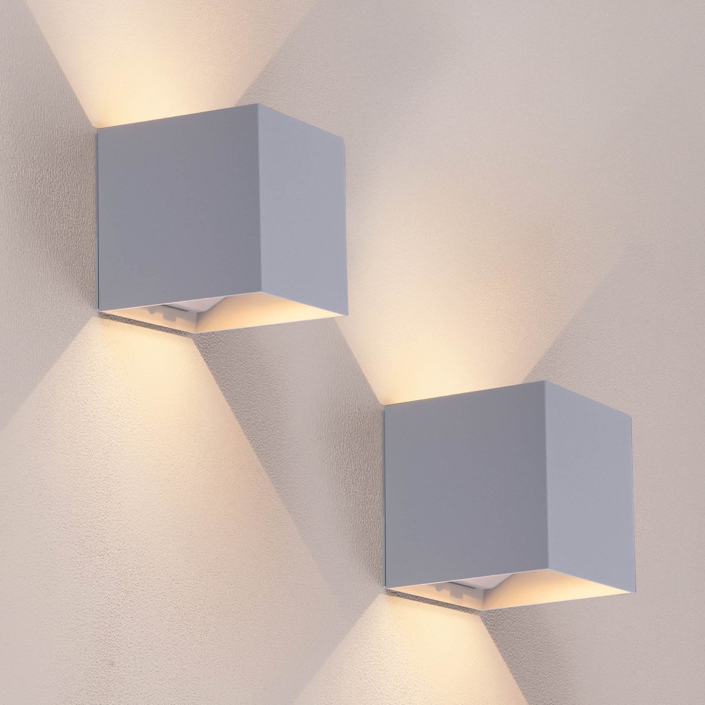 2x LED Wandleuchte USB Aufladbar Grau – Kabellos – 4400-mAh-Akku – Für den Innen- und Außenbereich geeignet