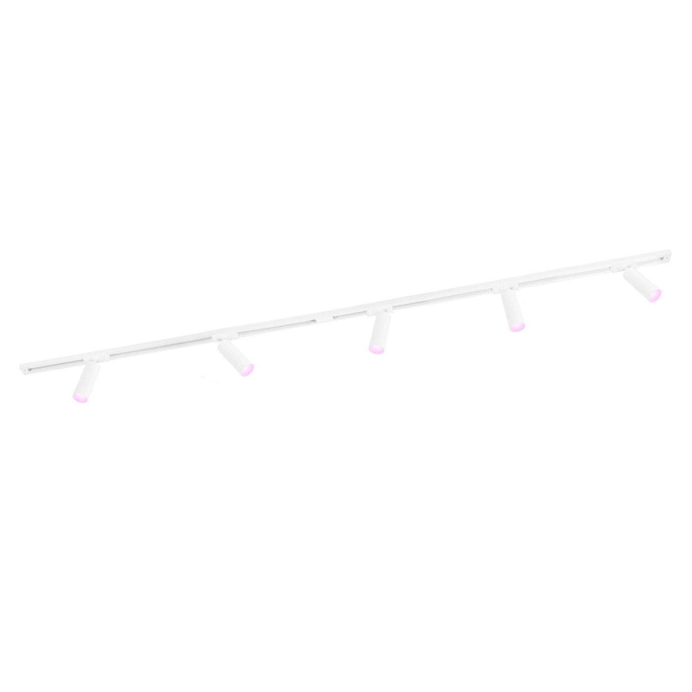 2m Inteligentne Oświetlenie Szynowe LED - 5x Reflektor Szynowy - 4.9W - RGB+CCT - Możliwość Przyciemniania - System Szynowy 1-fazowy - Biały