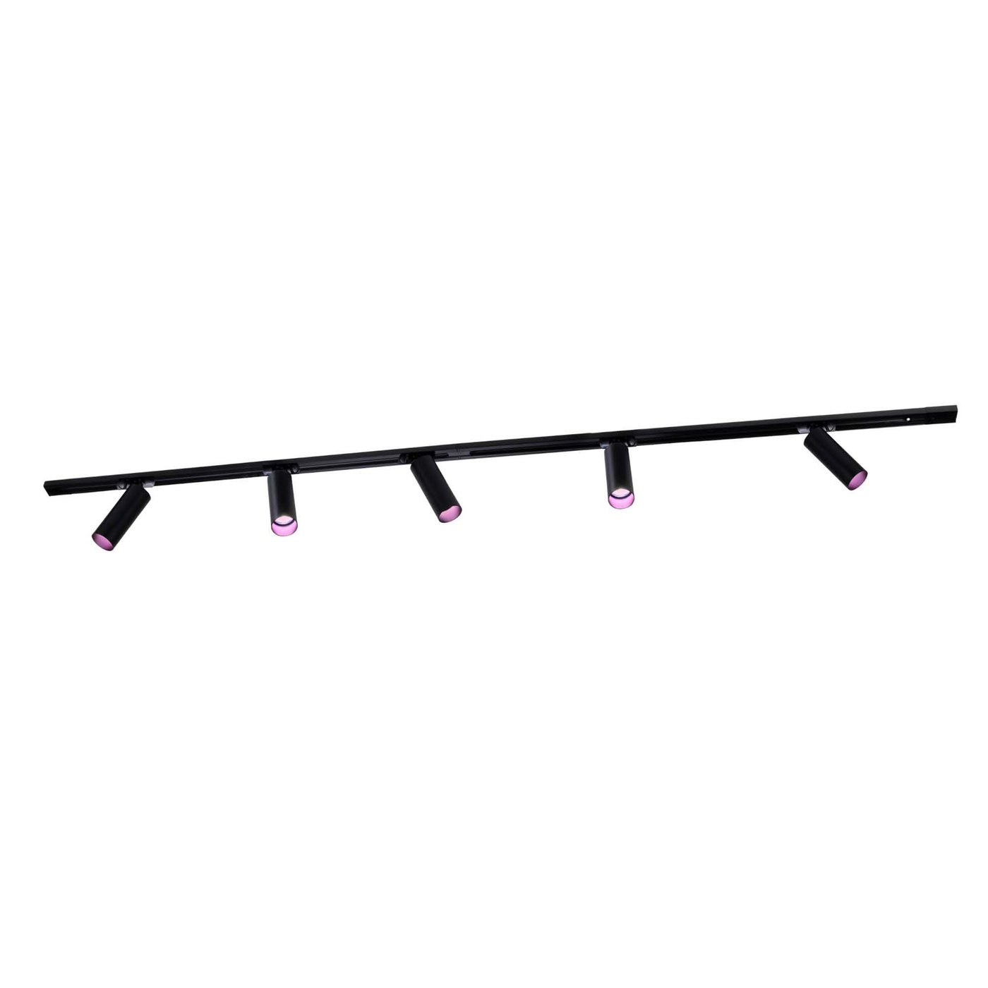 2m Inteligentne Oświetlenie Szynowe LED - 5x Reflektor Szynowy - 4.9W - RGB+CCT - Możliwość Przyciemniania - System Szynowy 1-fazowy - Czarny