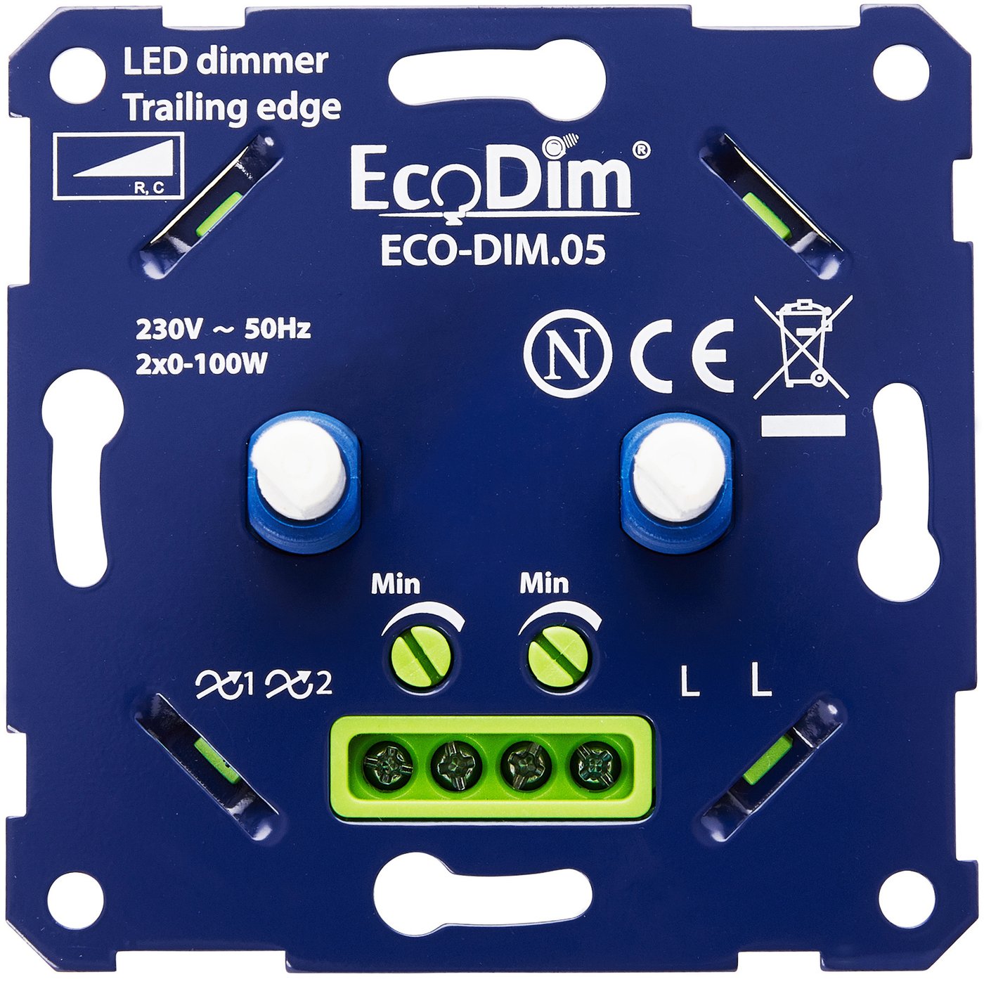 Ściemniacze LED DUO - Przycisk ściemniacza - 2x 0-100W 220-240V
