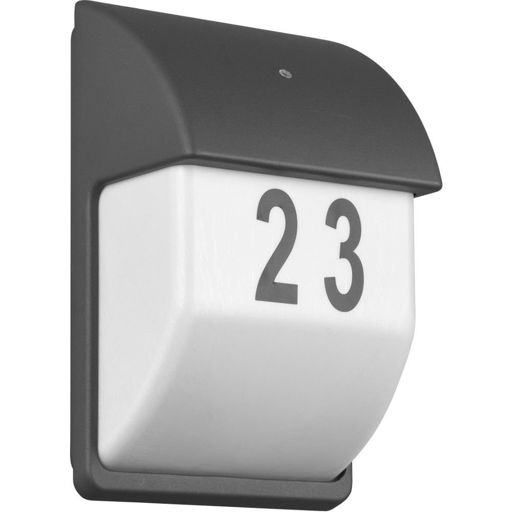 Lampa LED Podświetlany Numer Domu z Czujnikiem Zmierzchu - Gniazdo E14 - IP44 - Mersey - Antracyt