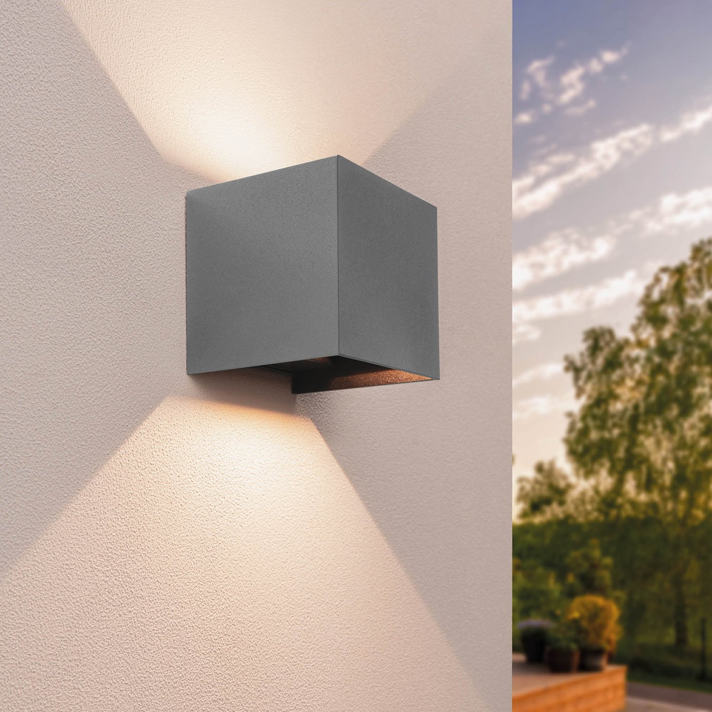 Zewnętrzny Kinkiet Ścienny LED - góra-dół - Szary - 2700K - 4.2W - IP54 - 2x Gniazda GU9