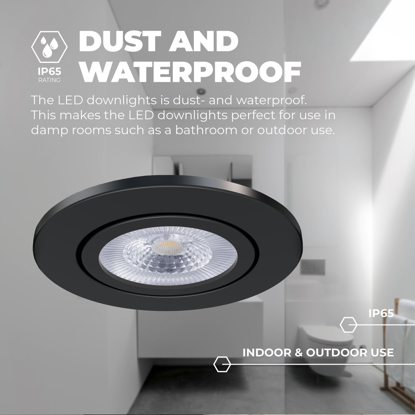 QAZQA Ulo Einbaustrahler Schwarz – Dimmbare LED Deckenspot, IP44, 5W, 3 Stufen Dimmbar – Für Bad, Wohnzimmer, Außenbereich