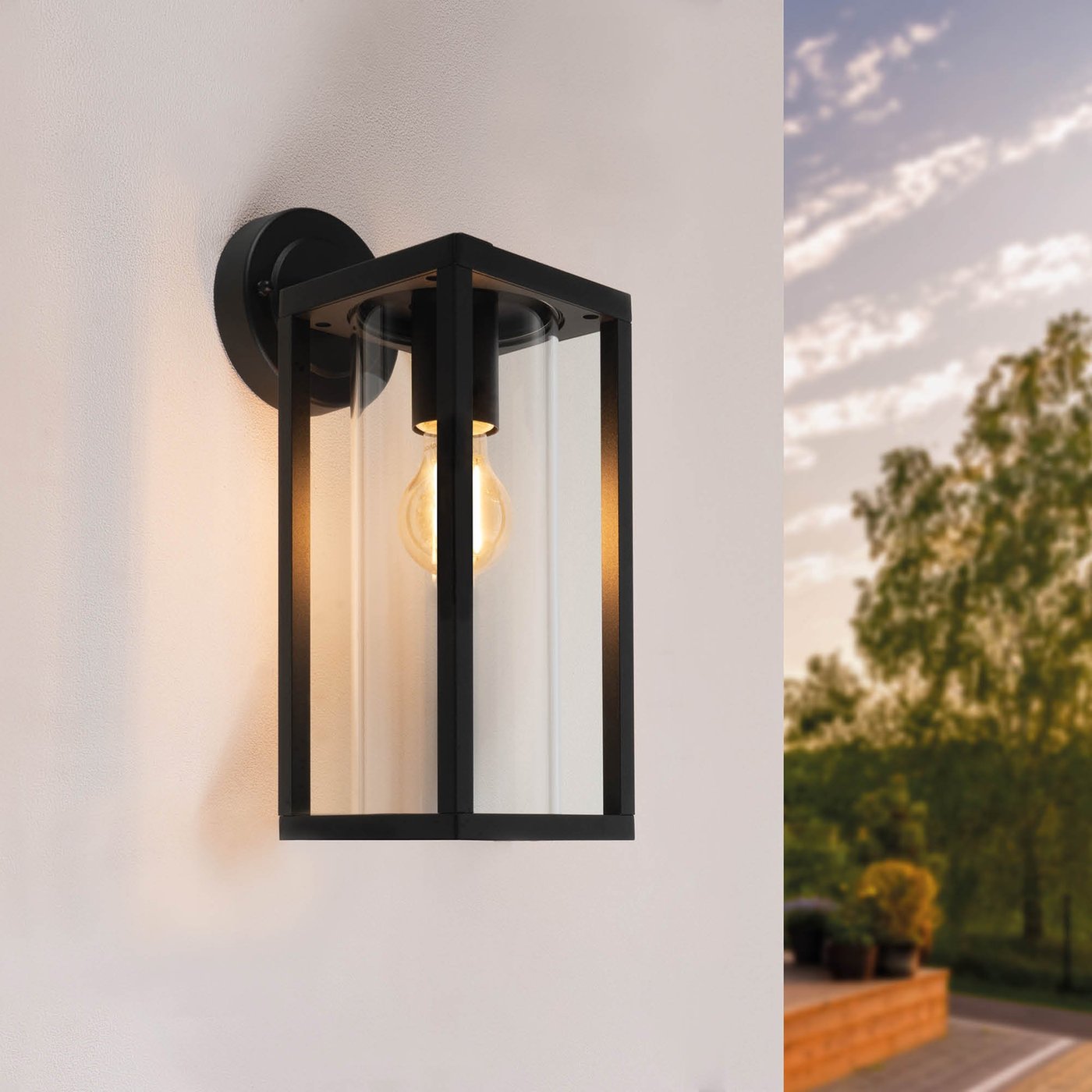 Moderne Wandleuchte Außen - Schwarz - IP44 - E27-Fassung