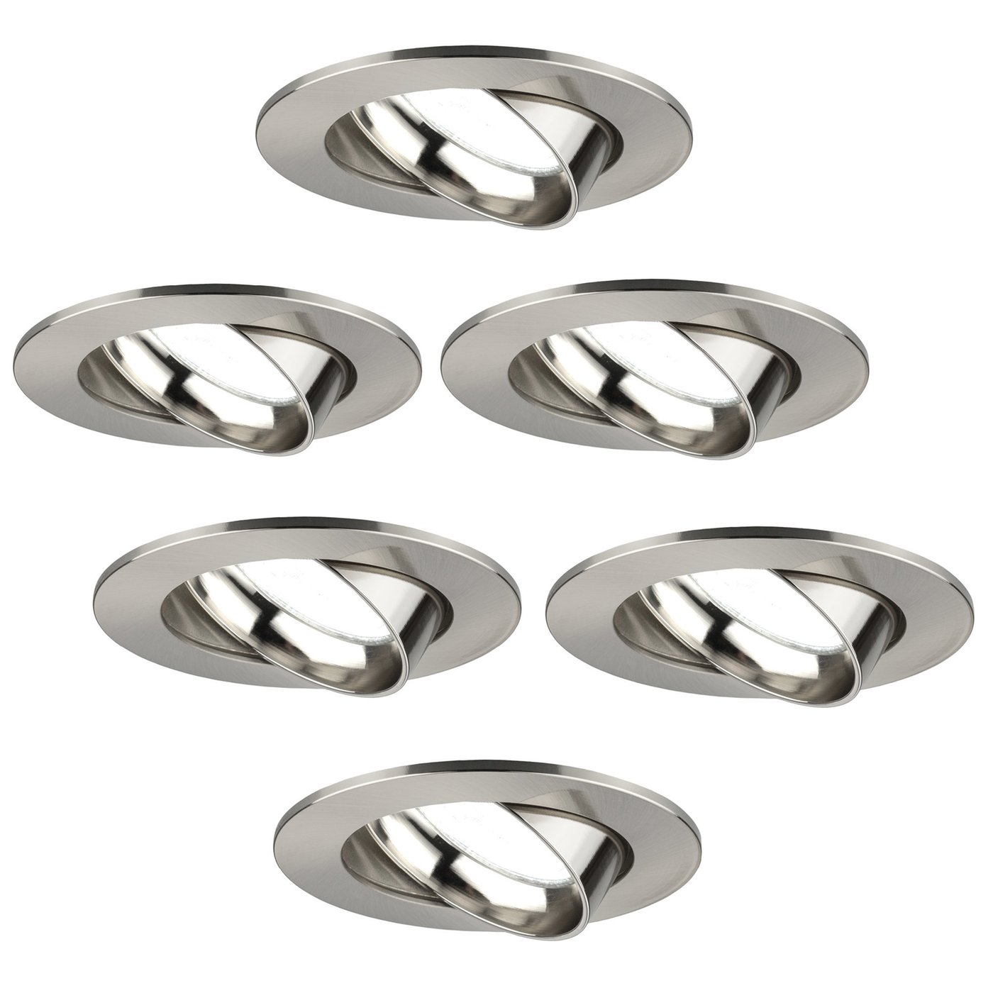 6x Lampy Wpuszczane w Sufit - Stal Nierdzewna - Rio - ściemniane - 5W - 6500K - ø85mm