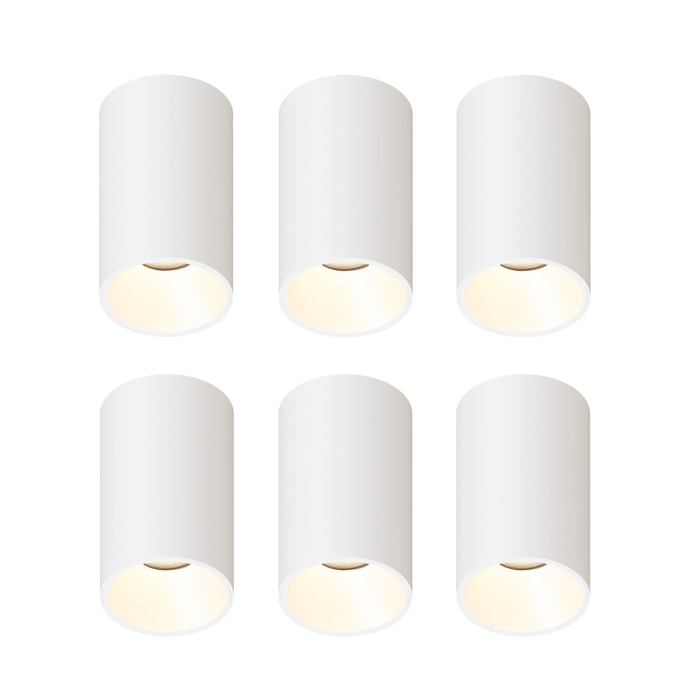 LED Aufbaustrahler Dimmbar - Weiß - Rund - 3W - 2700K - 345 Lumen - ø80mm - 6 pack