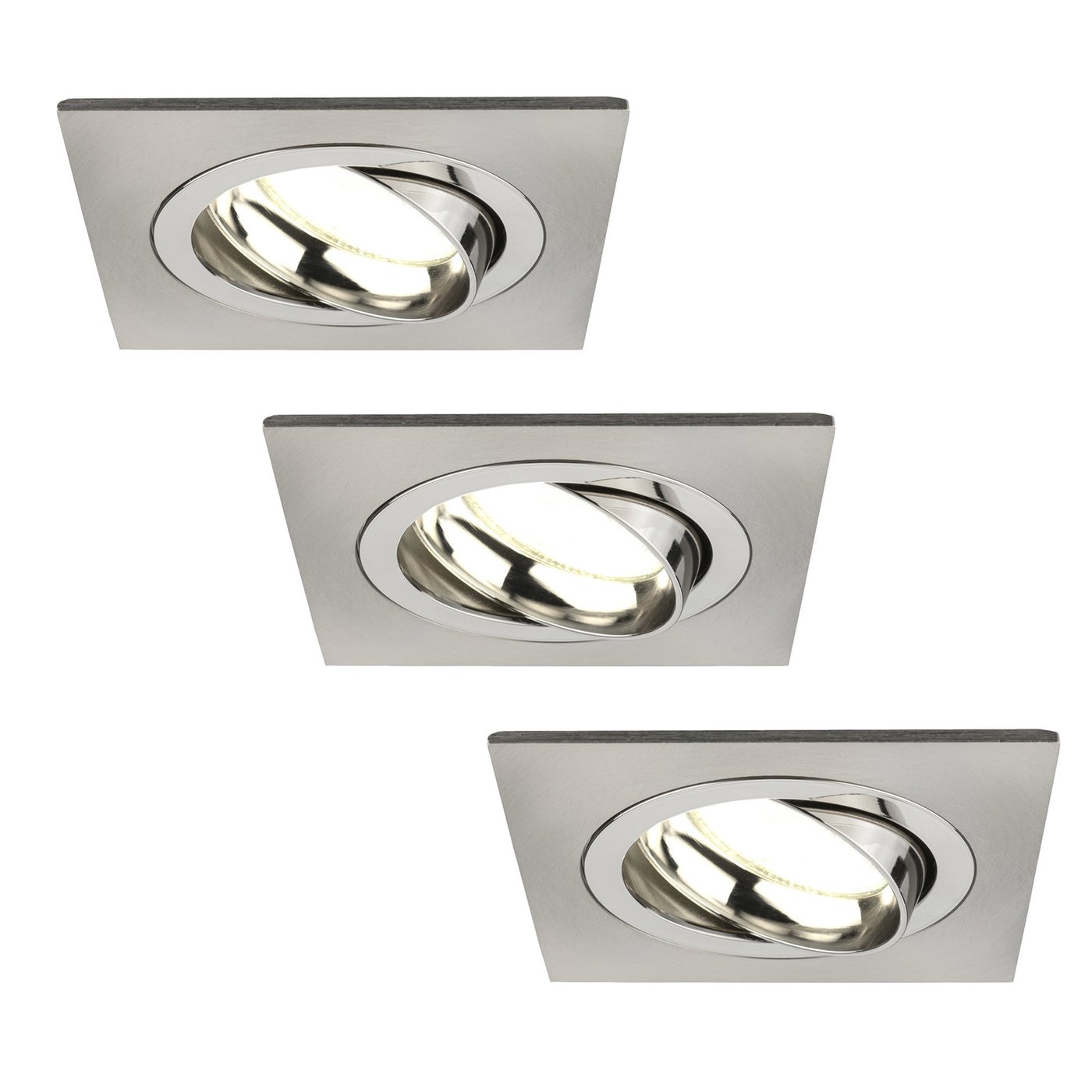 3x Lampy Wpuszczane w Sufit - Stal Nierdzewna - Seville - ściemniane - 3W - 6500K - ø92mm - Kwadratowy