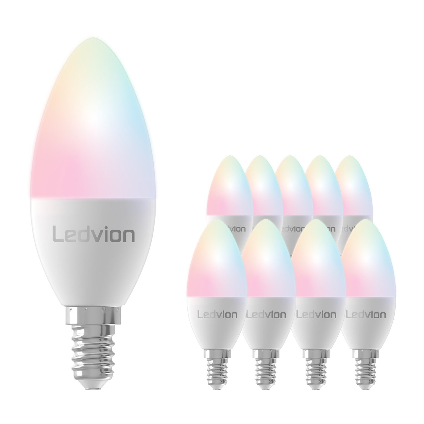10x Inteligentna żarówka RGB+CCT LED E14 - WiFi - Możliwość ściemniania - 8W