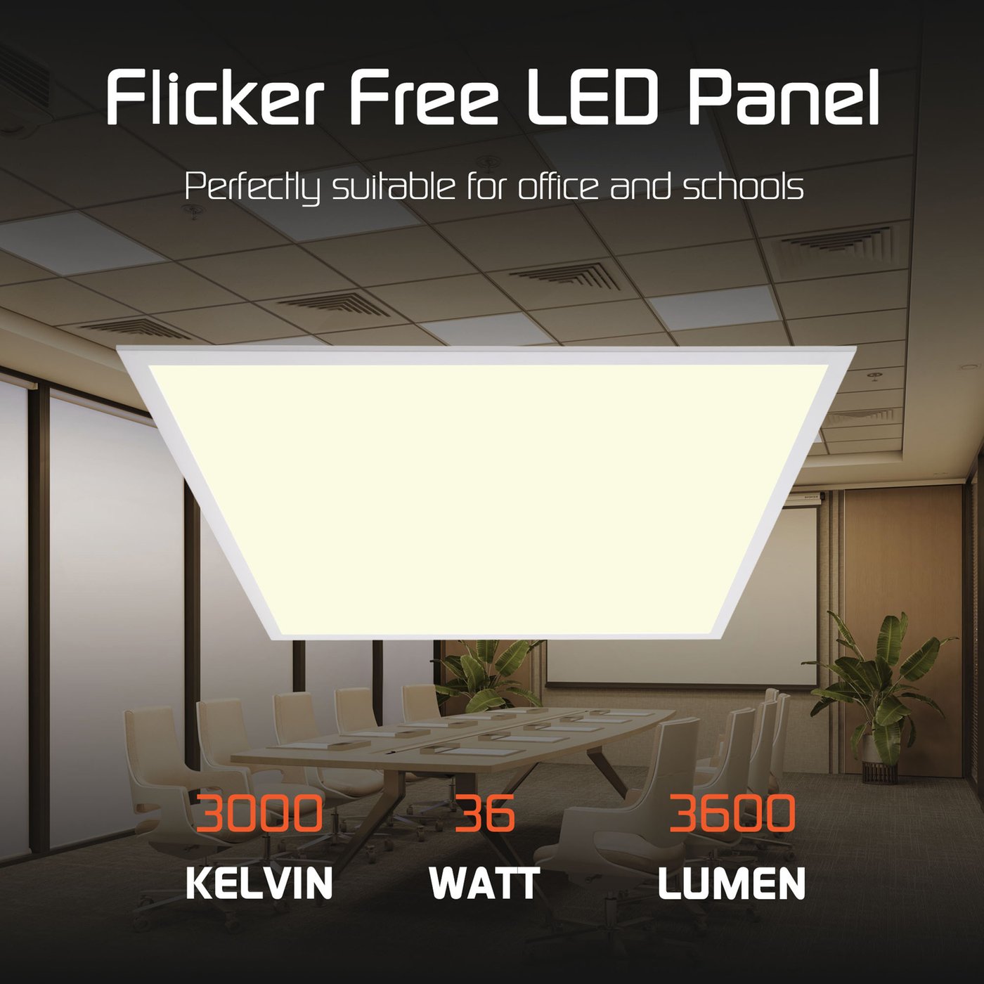 LED Panel LEDライト LED Panel Light 600x600 - 36W - 100 Lm/W - 3000K Warm White