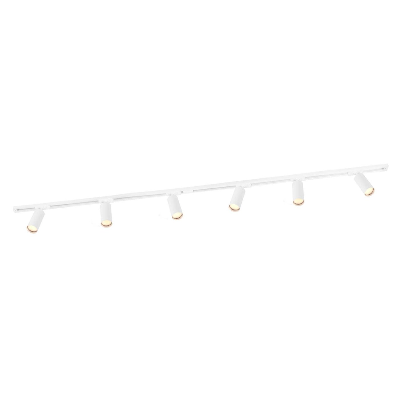 2m LED Spot sur rail - 6 Luminaires - 3W - 2700K - Dimmable - Rail Monophasé - Blanc
