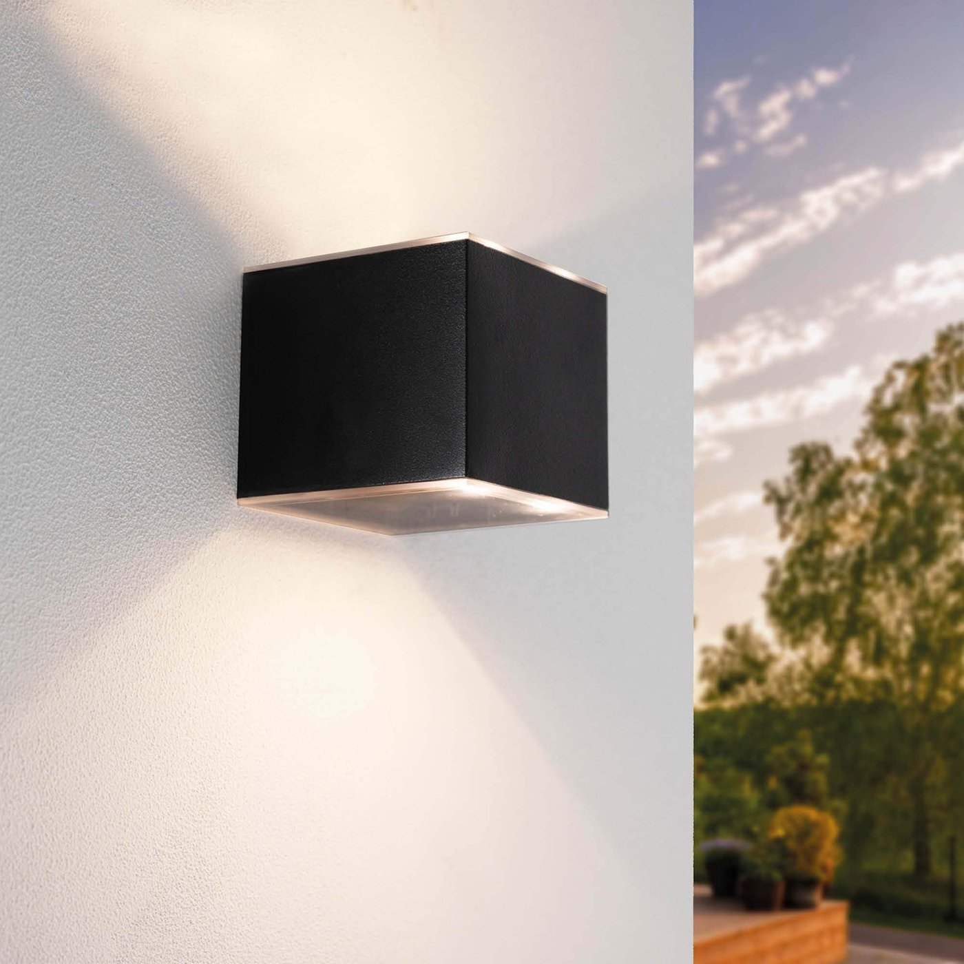 Applique Murale Solaire LED - Deux Faces - 3000K - IP44 - Noir