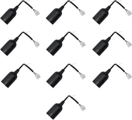10 Sztuk Zdejmowany uchwyt lampy E27 Czarny ze złączem