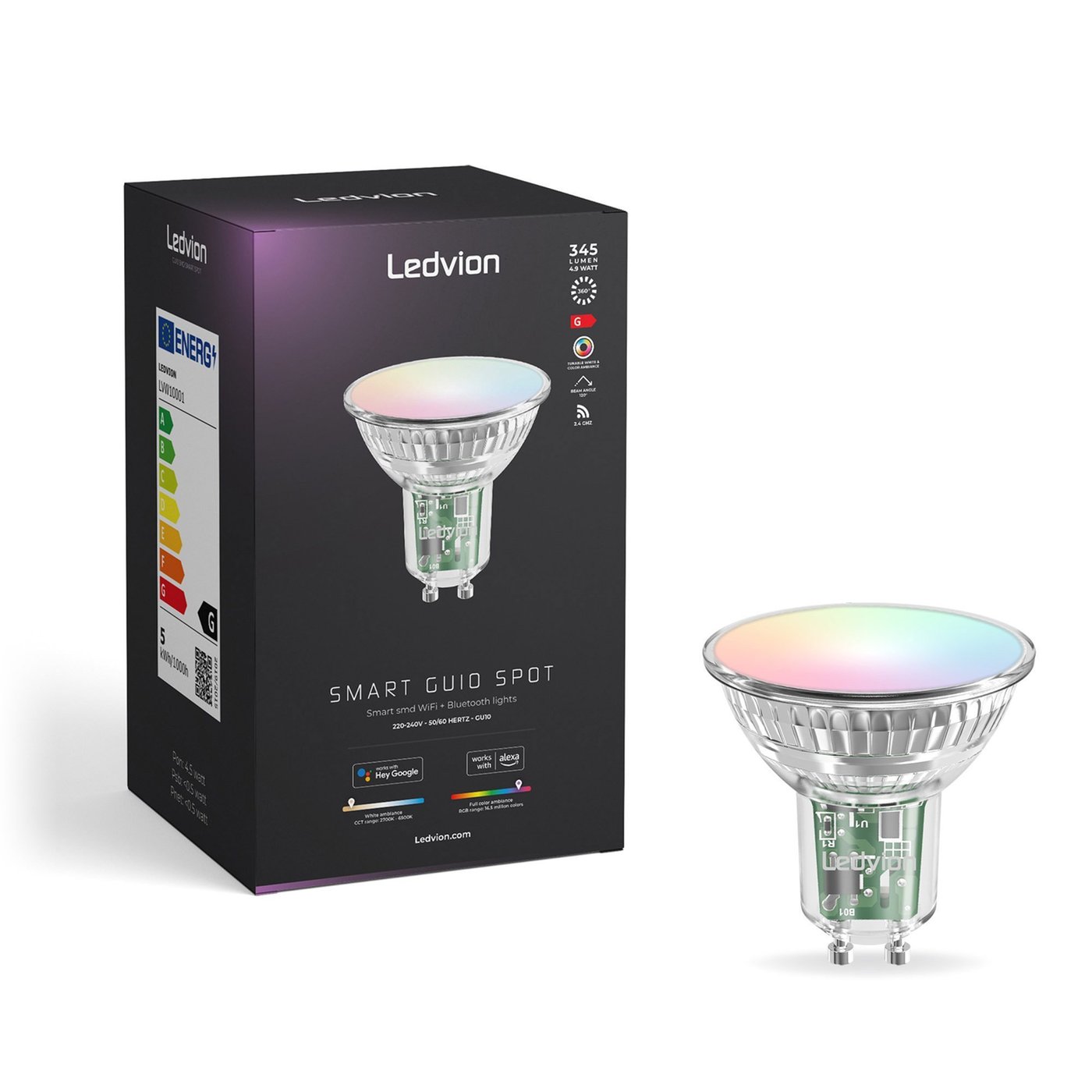 Smart RGB+CCT GU10 LED-spot dimbar – WiFi – 4.9 W