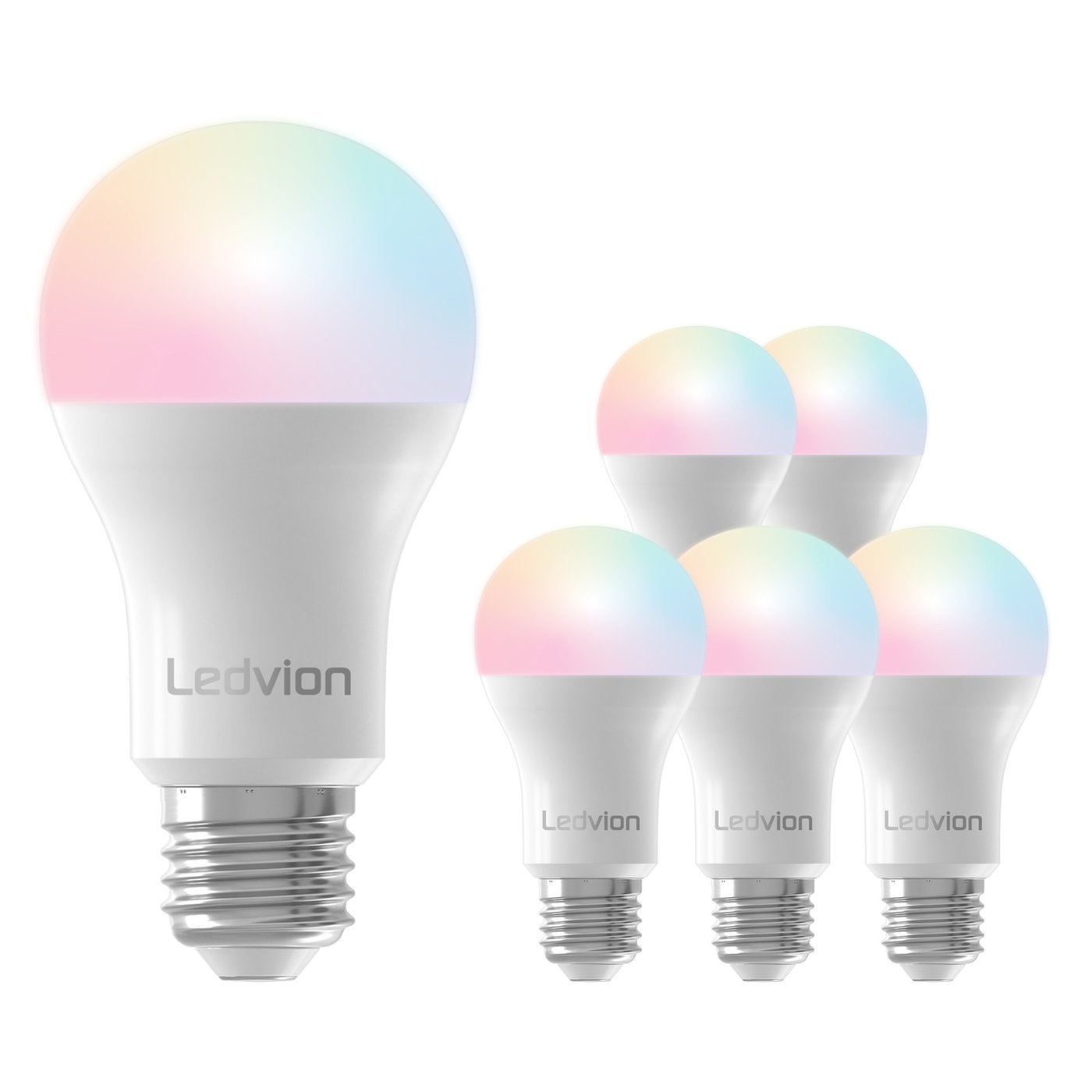 6x Inteligentna Żarówka RGB+CCT LED E27 Ściemnialna - WiFi - 8W