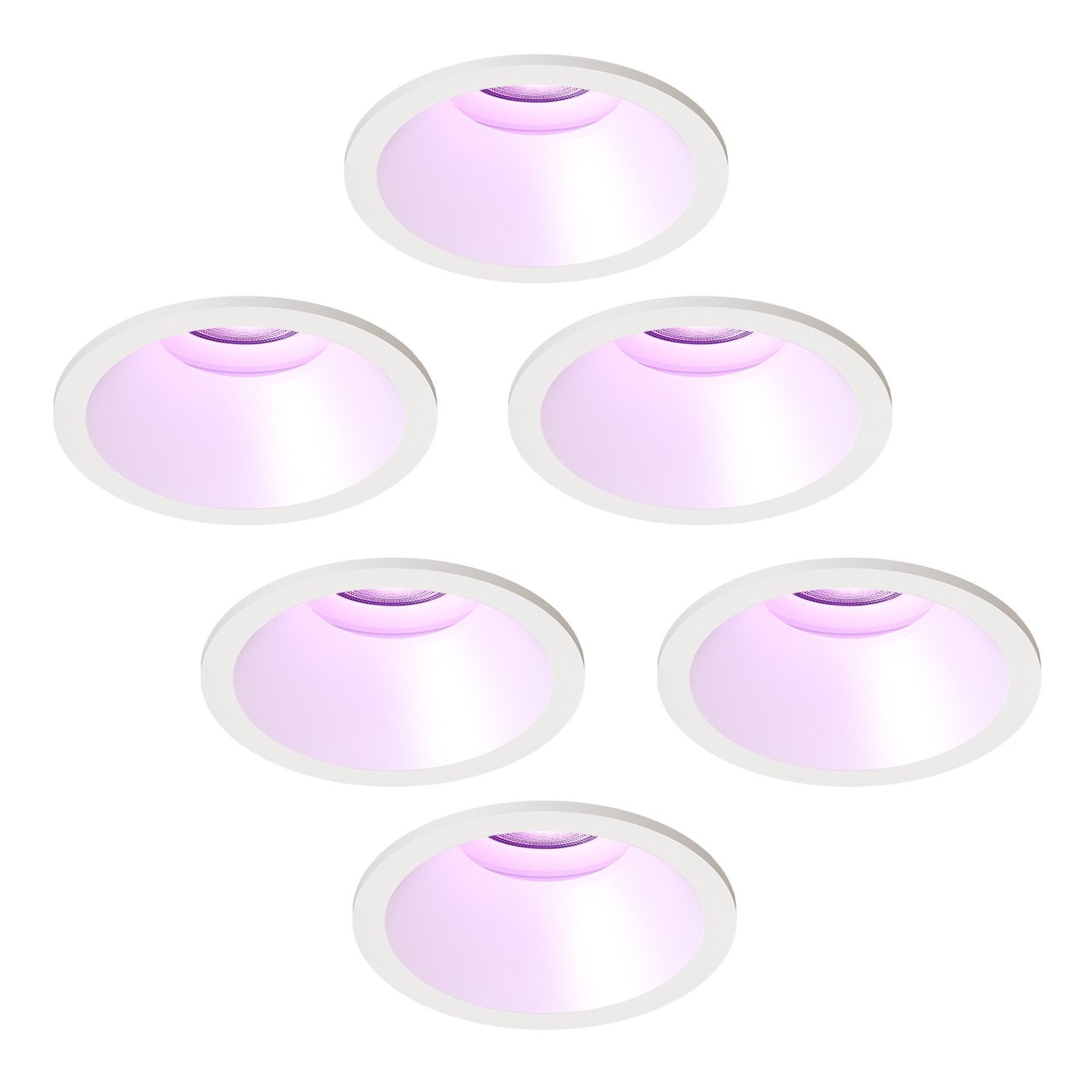 Dimbare LED Inbouwspots - Wit - Rond - 4.9W - RGB+CCT - 345 Lumen - ø81mm - 6 pack