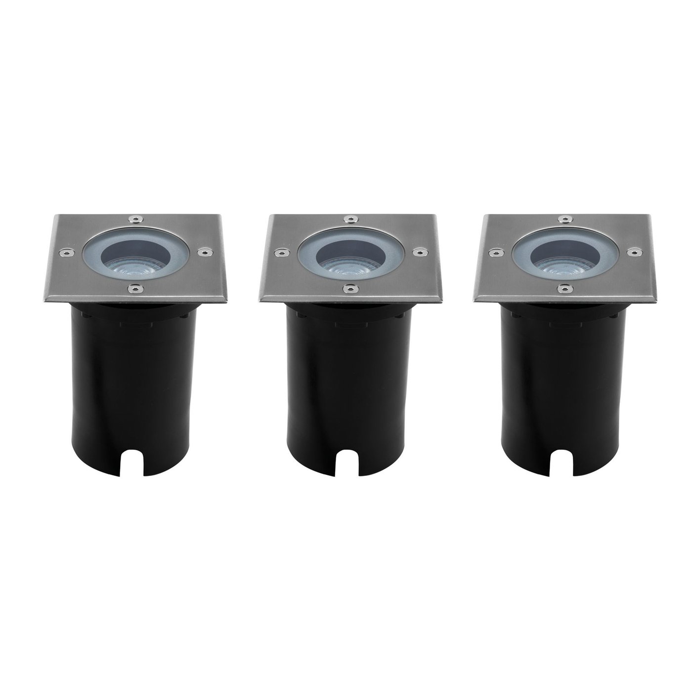 3x IP67 LED Bodeneinbaustrahler Quadrat - GU10