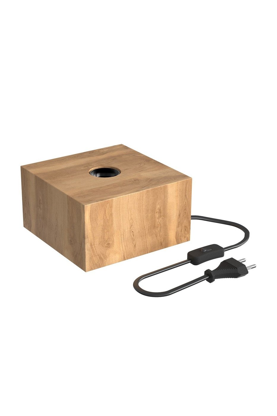 Calex Lampe de Table avec Câble – Raccord E27 - Carré - Bois