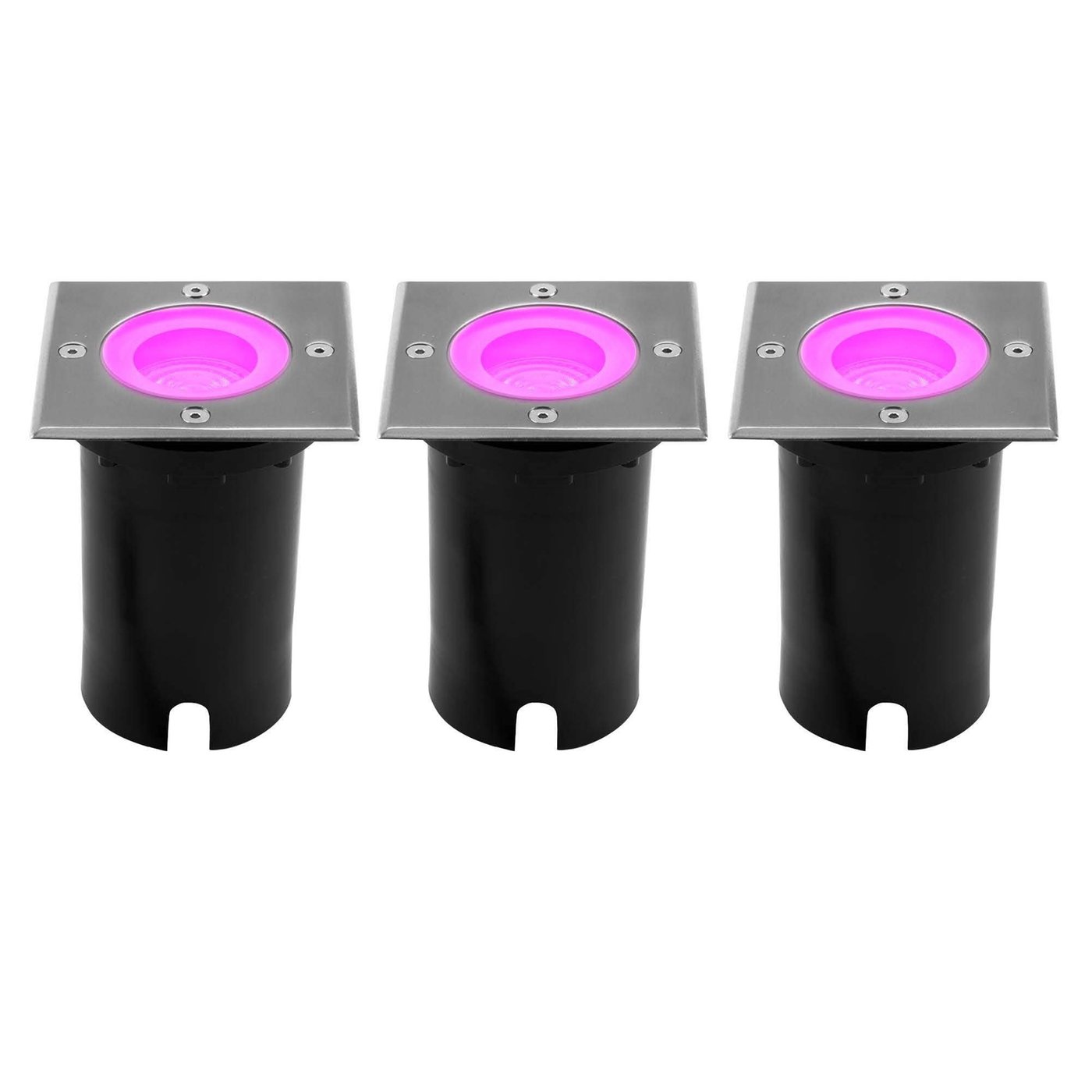 3x Smart LED Bodeneinbaustrahler Quadrat - IP67 - 4.9W - RGB+CCT - 1m Kabel