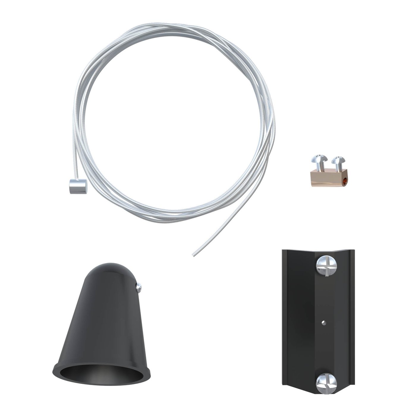 Aufhängeset Schienensystem – 2er Set – Schwarz – 2m Kabel