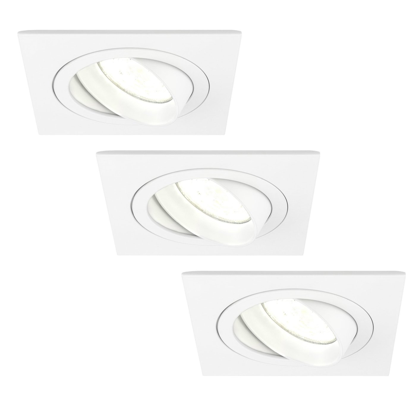 Dimmbare LED Einbaustrahler Weiß - Sevilla - 3W - 4000K - 92mm - Quadrat - 3 Pack
