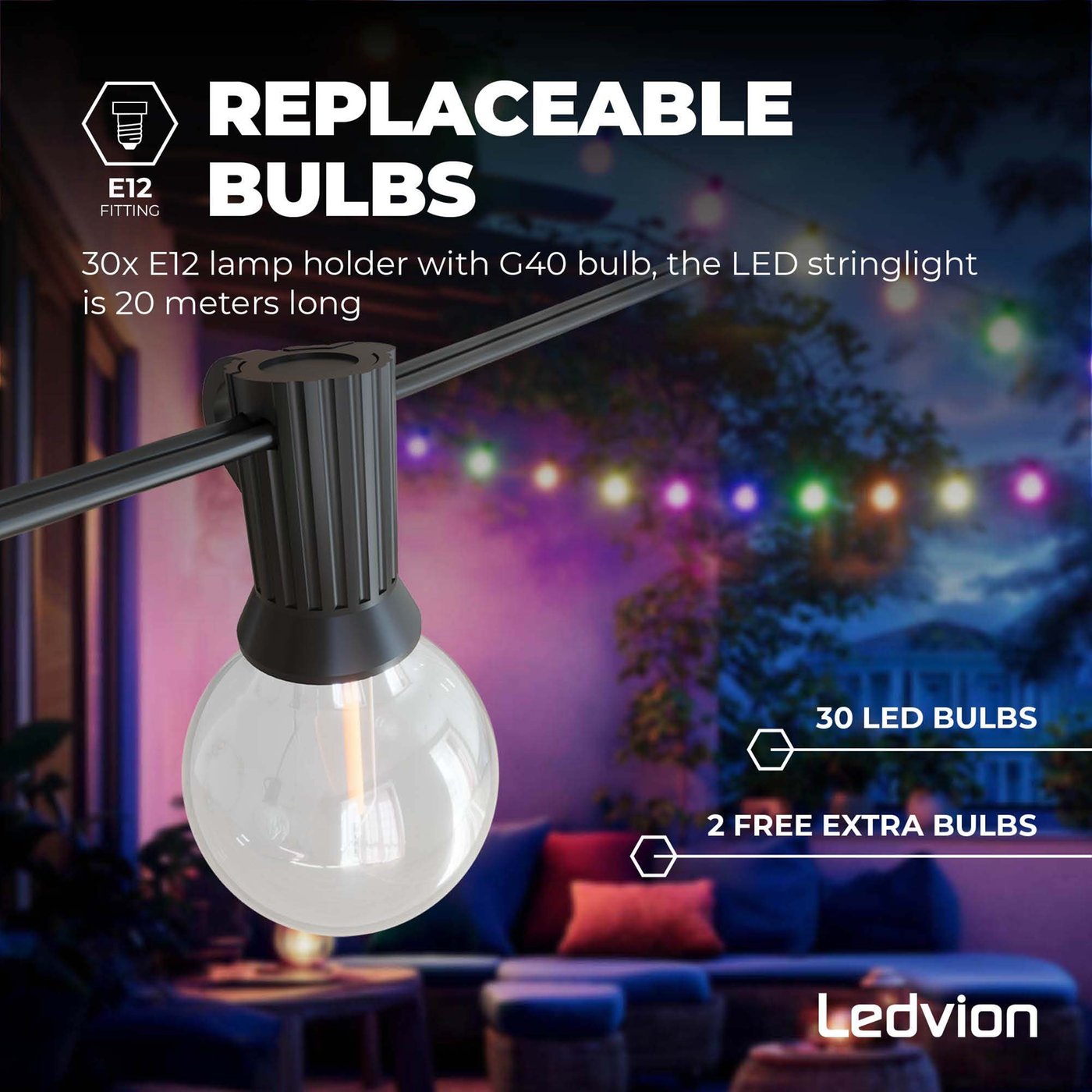 20m LED Lichterkette - IP44 - Koppelbar