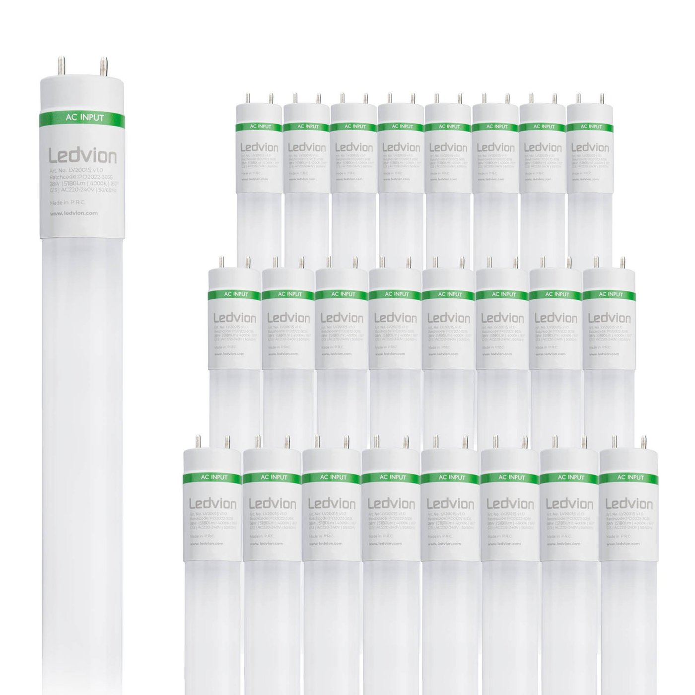 25x LED Röhre 150CM - 28W - 4000K - 185 Lm/W - High Efficiency - Energieetikette B