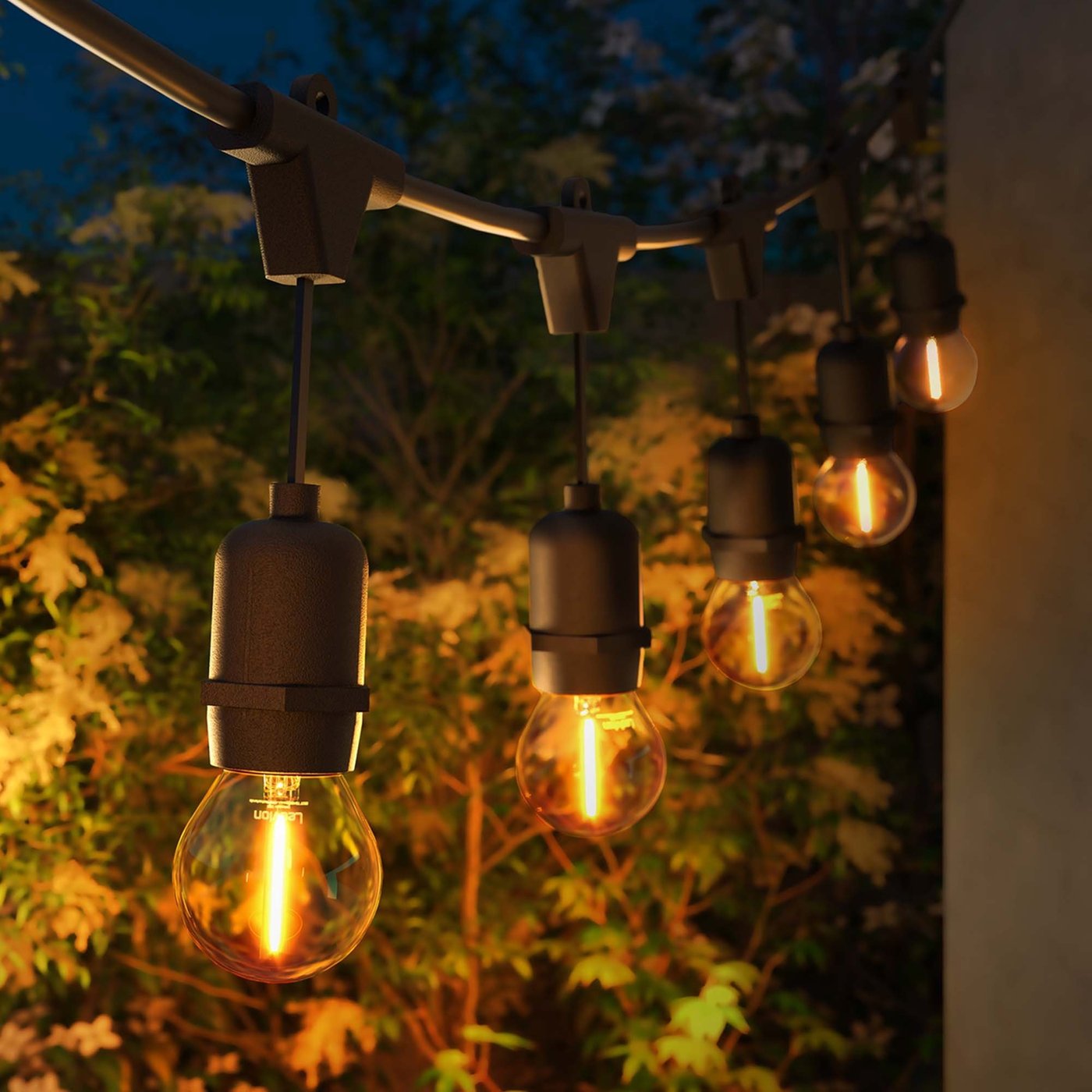 10m Guirlande Guinguette LED + câble de connexion 3m - IP65 - Liable - Avec 10 lampes LED