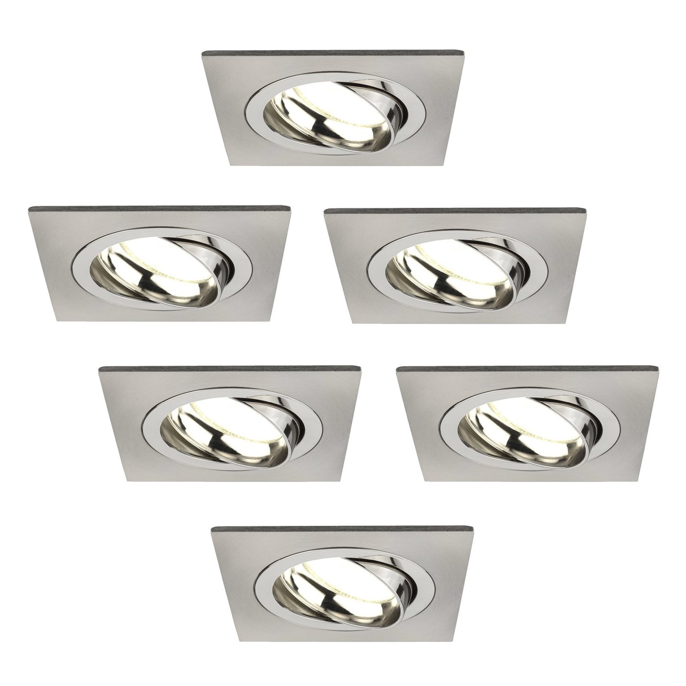 Dimmbare LED Einbaustrahler Edelstahl - Sevilla - 3W - 4000K - 92mm - Quadrat - 6 Pack
