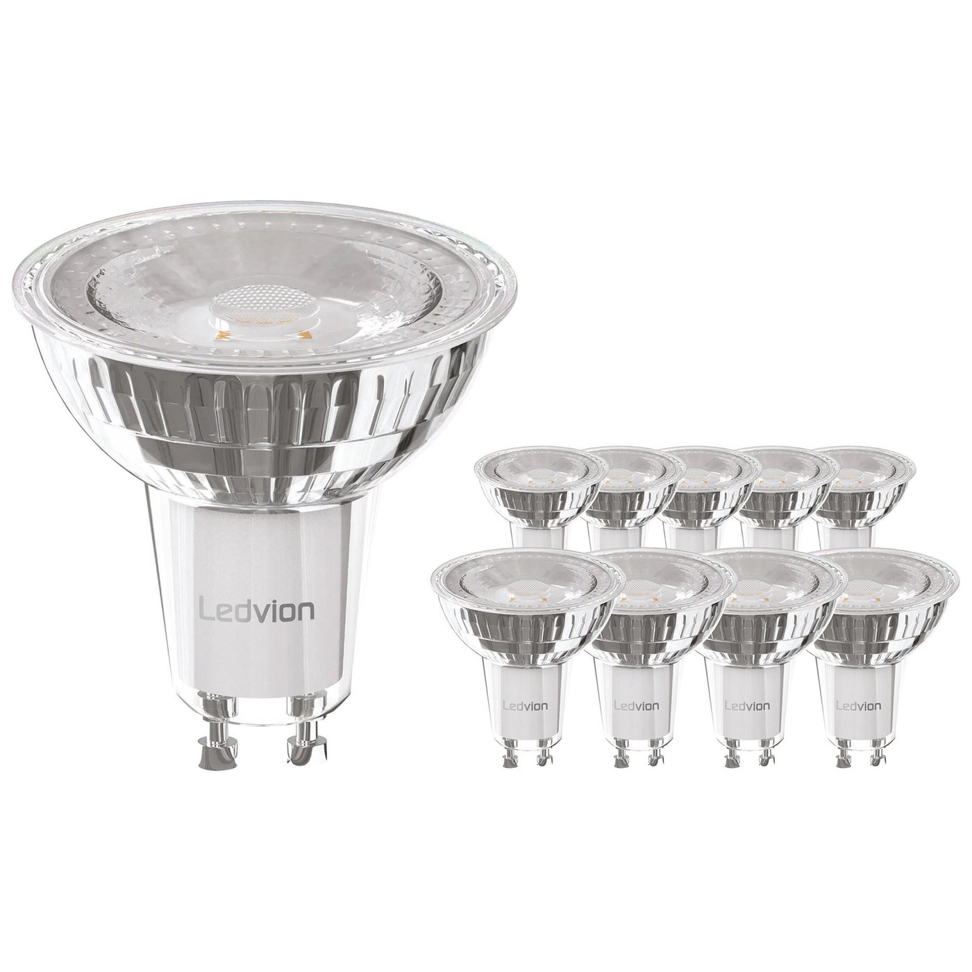 10x Żarówka LED GU10 - 3W - 2700K - 345 Lumenów - Szkło - Pakiet Rabatowy