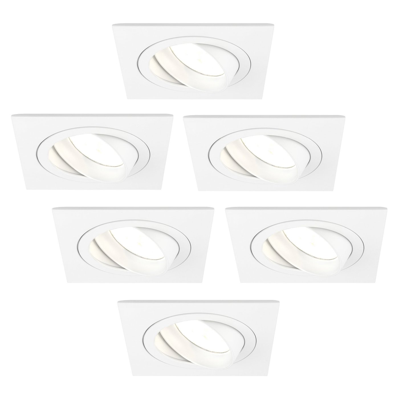 Dimmbare LED Einbaustrahler Weiß - Sevilla - 3W - 2700K - 92mm - Quadrat - 6 Pack