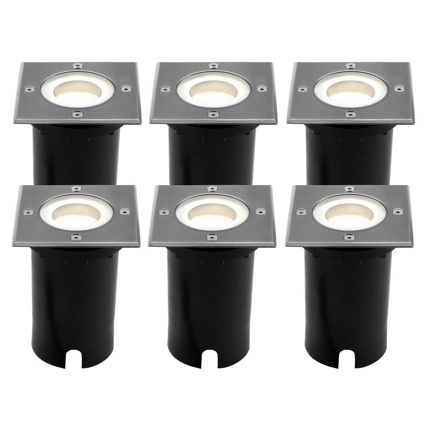 6x Zewnętrzny Lampy Najazdowe LED - Kwadratowy - Czarny - IP67 - 3W - 4000K - Kabel zasilający 1 metr
