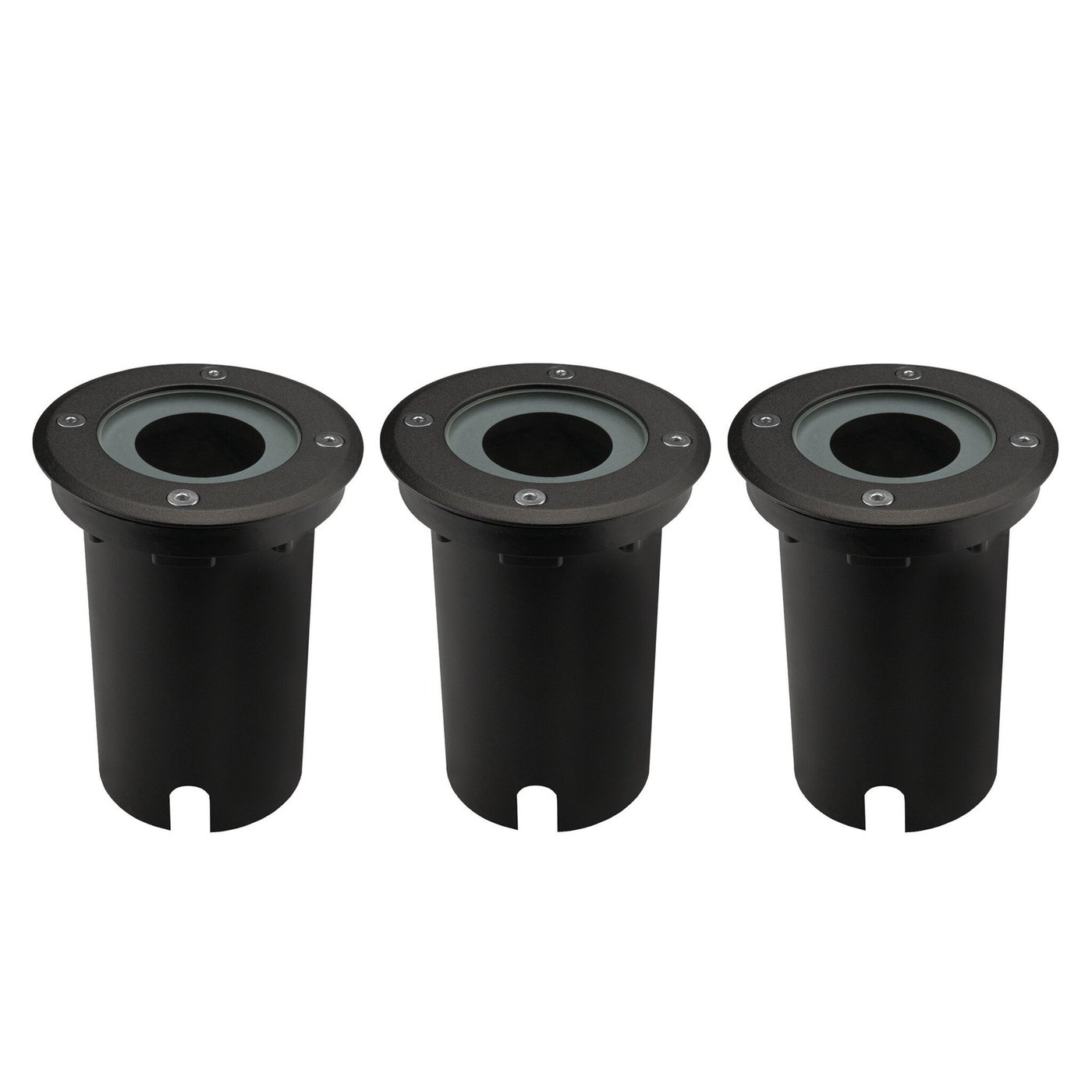 3x IP67 Grondspot Zwart LED Rond - GU10 - 1m Kabel