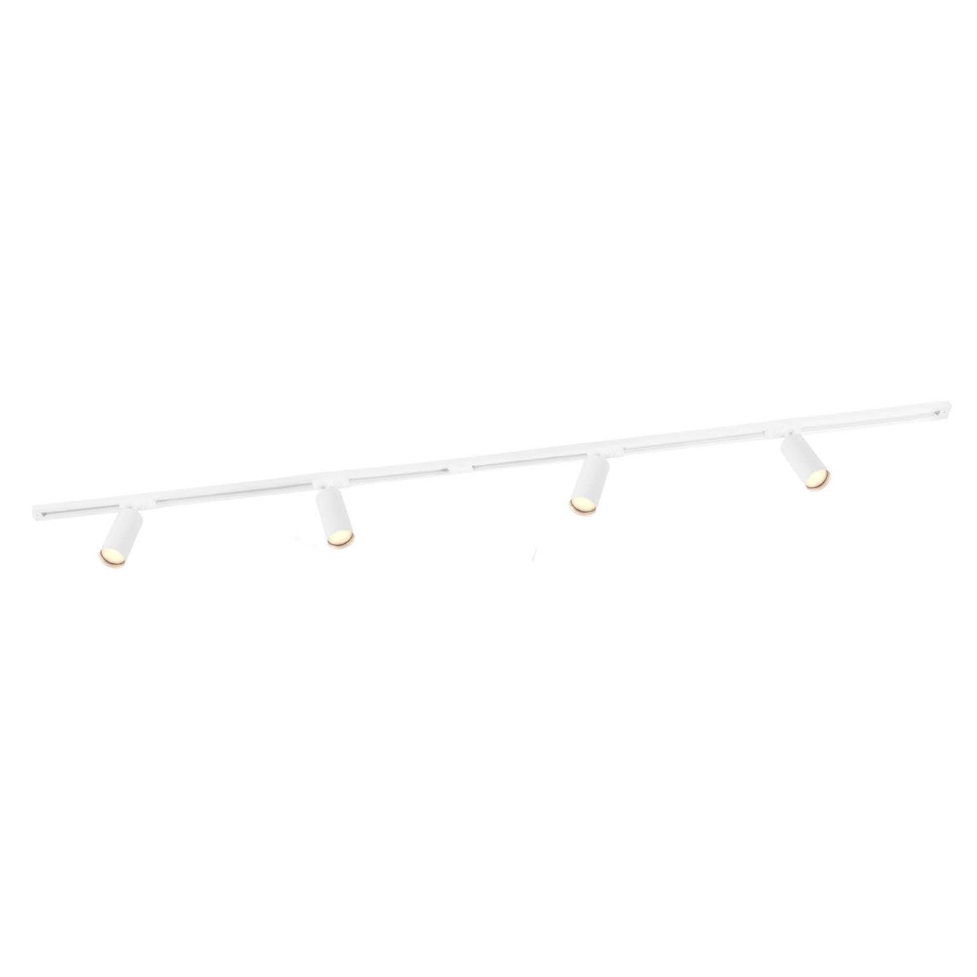 2m Oświetlenie Szynowe LED - 4x Reflektor Szynowy - 3W - 2700K - Możliwość Przyciemniania - System Szynowy 1-fazowy - Biały