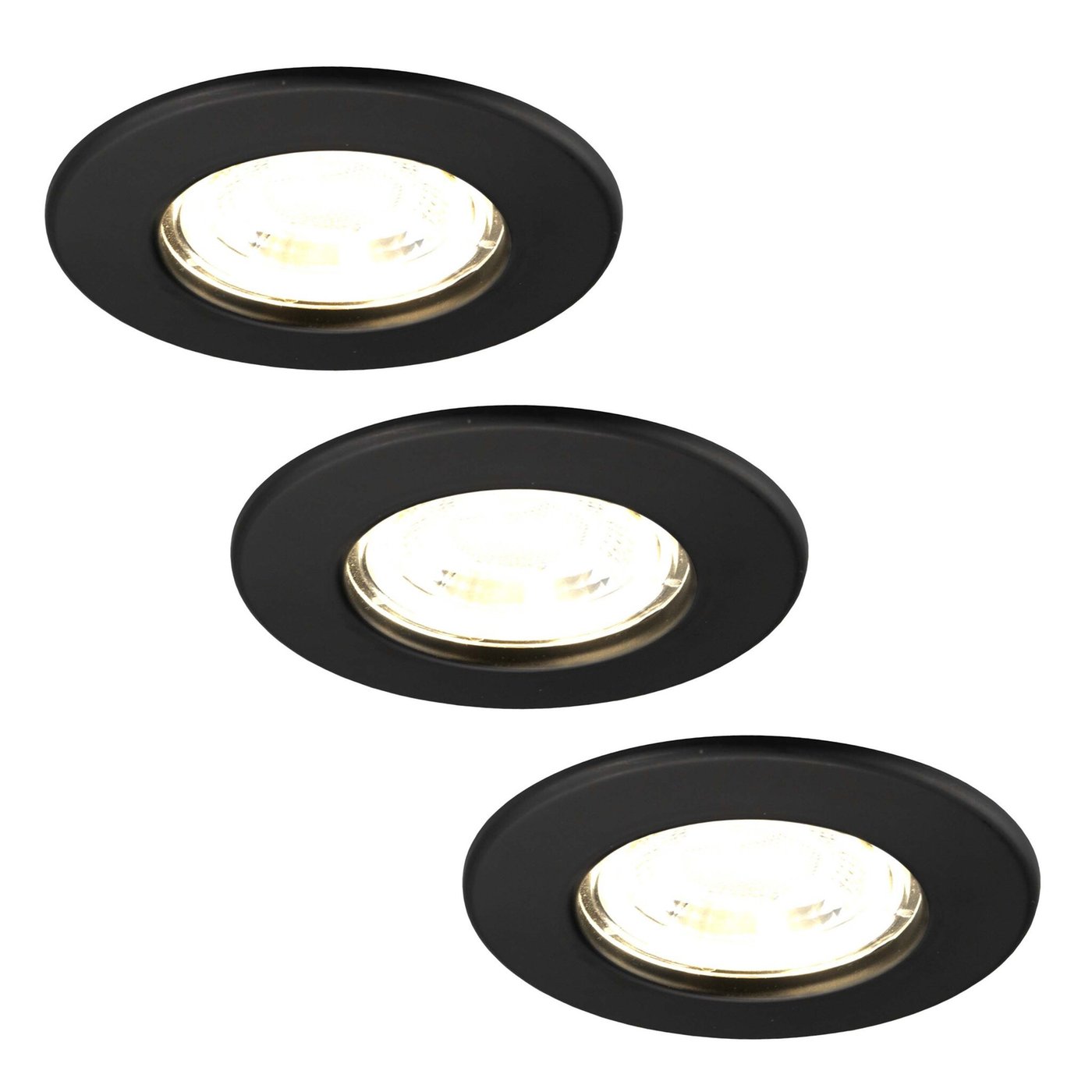 3x Lampy wpuszczane w sufit LED - ściemniane - IP65 - 5W - 2700K - Czarny - ø84mm - 5 lat gwarancji - Do łazienki
