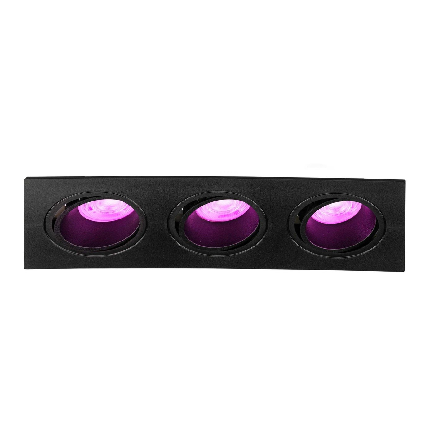 Smarter LED-Einbauspot Dreifach - Rechteck - RGB+CCT - Schwarz