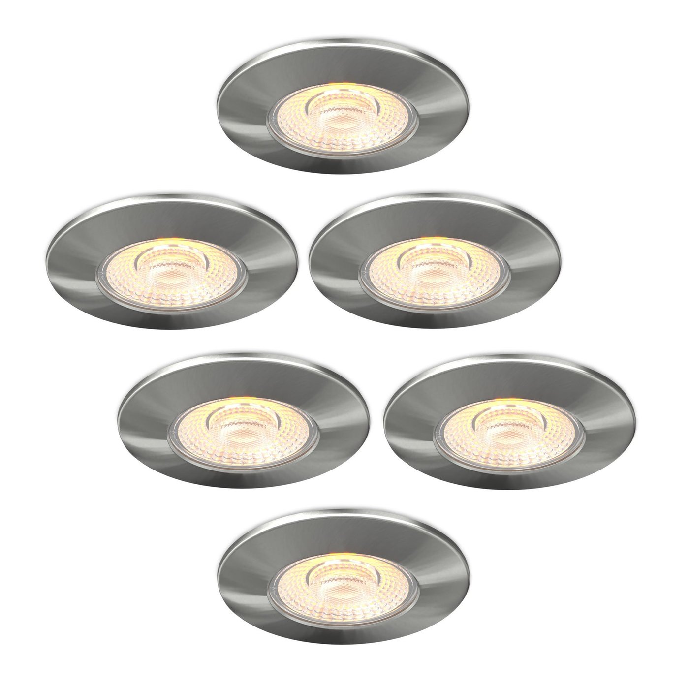 6x Dimmbare LED Einbaustrahler Nickel - IP65 - 5W - CCT - 5 Jahre Garantie - Geeignet für das Badezimmer