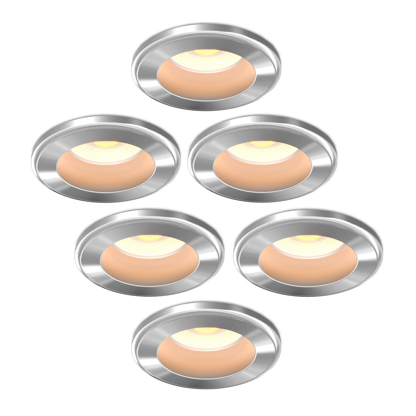 6x Dimmbare Mini LED Einbaustrahler Nickel - IP65 - 4W - CCT - 5 Jahre Garantie - Geeignet für das Badezimmer