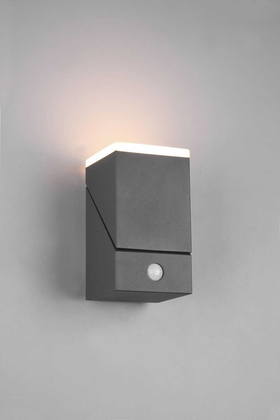 Kinkiet Zewnętrzny LED z Czujnikiem - 3000K - 7W - IP54 - Kostka - Antracyt