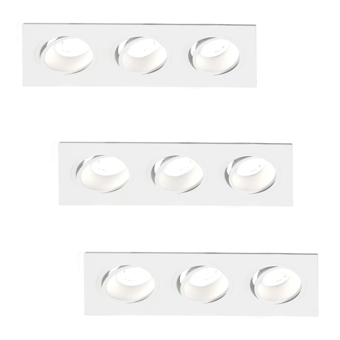 Dimmbarer LED Einbaustrahler Dreifach - Rechteck - 3W - 4000K - Weiß