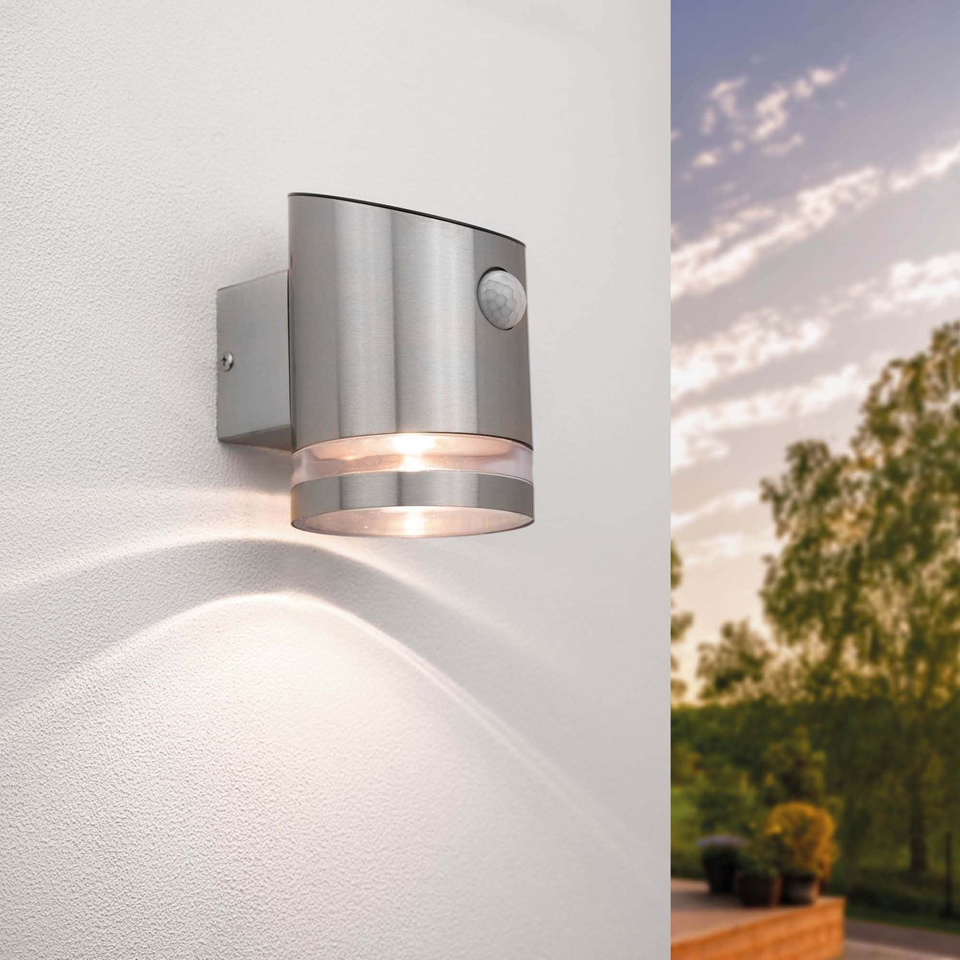 Kinkiet Solarny Z Czujnikiem Elara - 3000K - IP44 - Stal nierdzewna