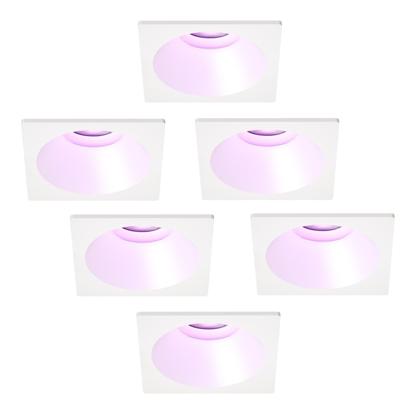 LED Einbaustrahler Dimmbar - Weiß - Quadrat - 4.9W - RGB+CCT - 345 Lumen - 81x81mm - 6 pack