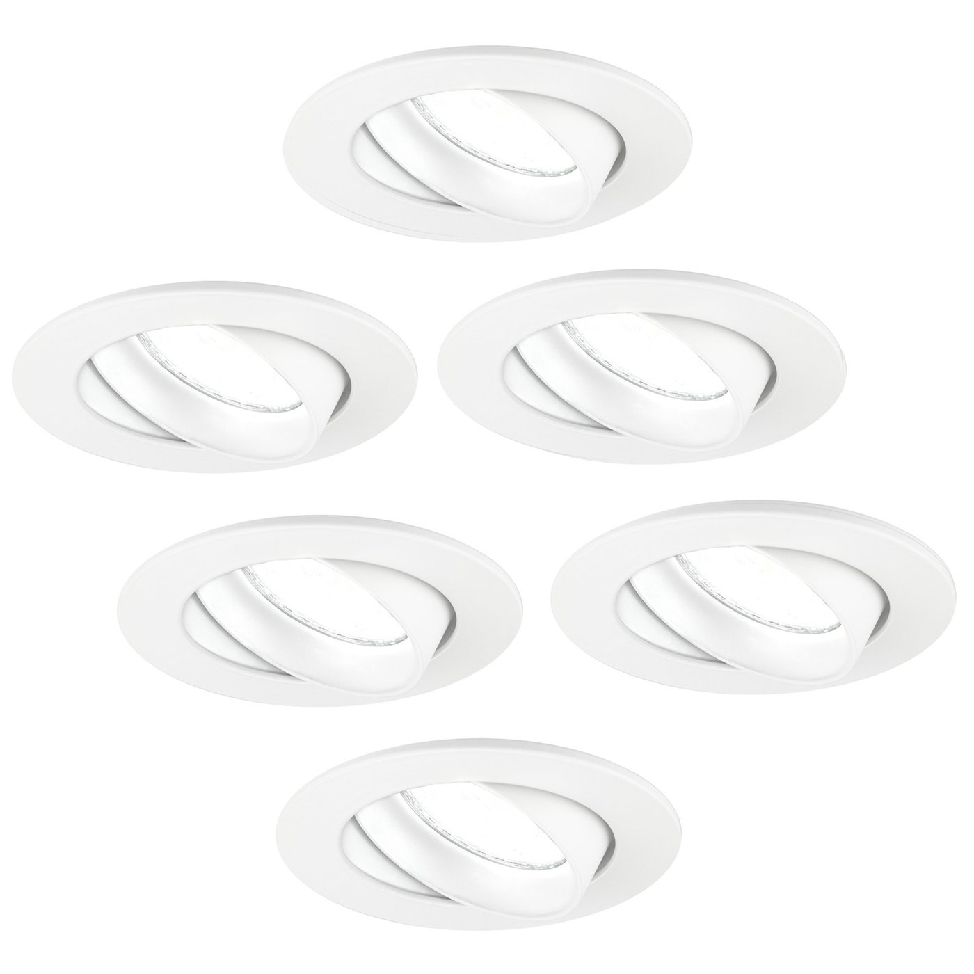 6x Lampy Wpuszczane w Sufit - Białe - Rio - ściemniane - 5W - 6500K - ø85mm