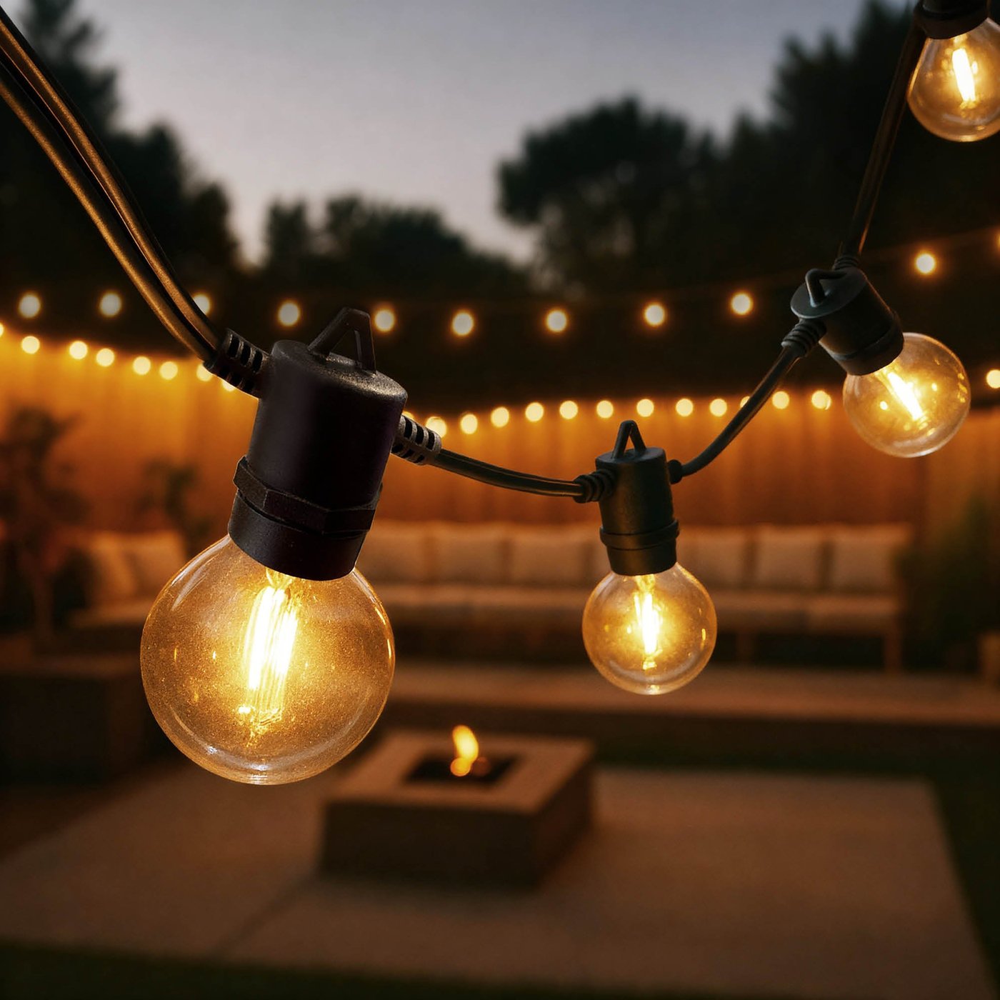 45m LED Lichterkette - 2200K - 12V - IP54 - Verknüpfbar - inkl. 75 LEDs - G40 - Plug & Play