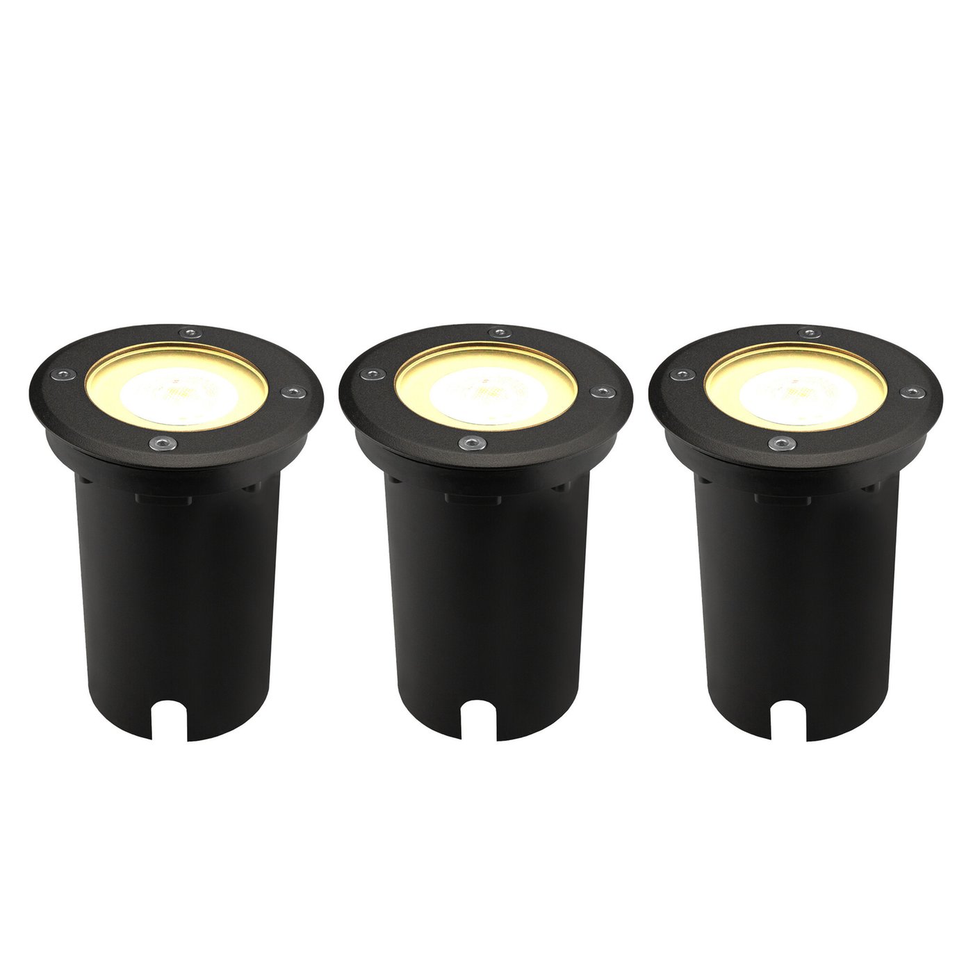 3x Zewnętrzny Lampy Najazdowe LED - Kwadratowy - Czarny - IP67 - 3W - 2700K - Kabel zasilający 1 metr