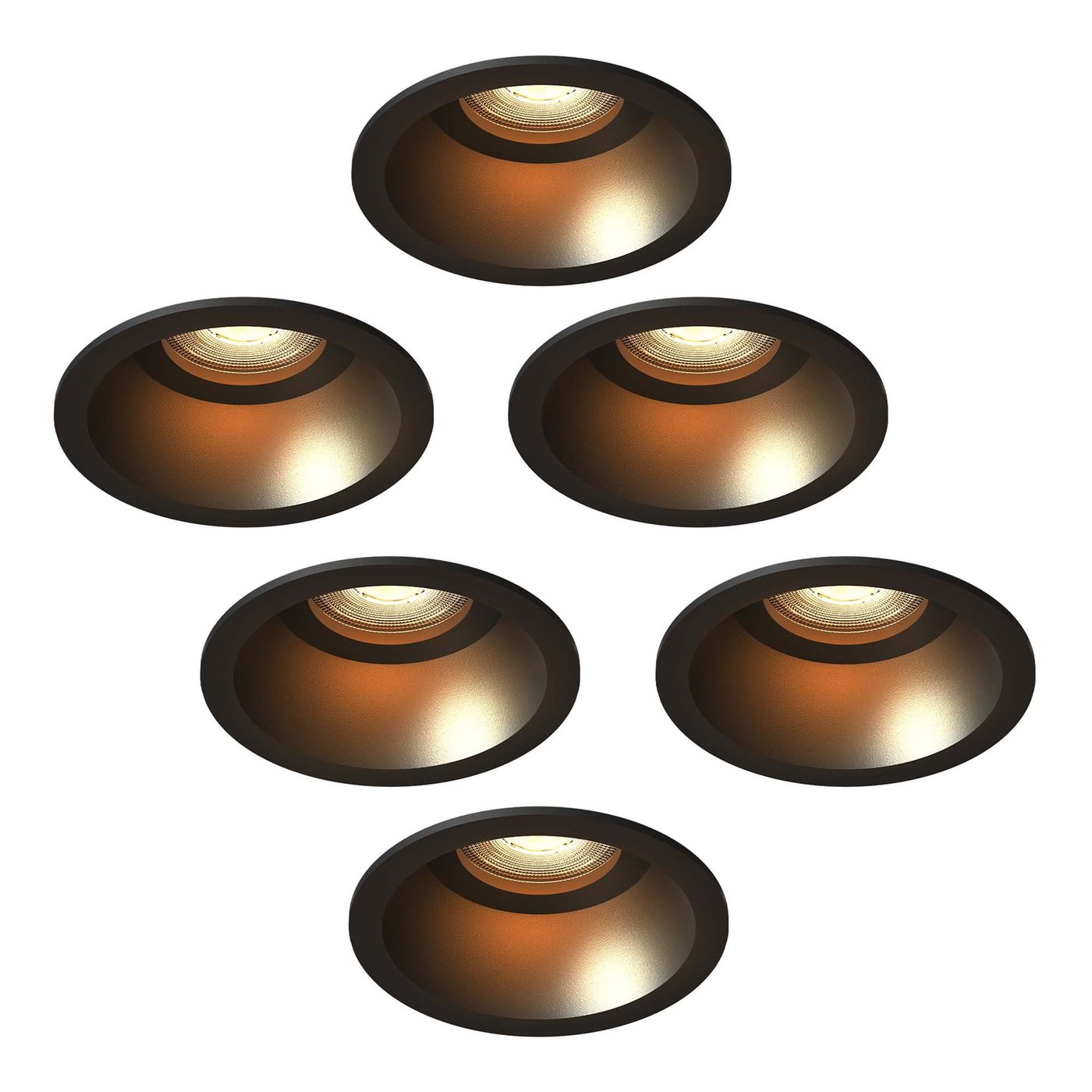LED Einbaustrahler Dimmbar - Schwarz - Rund - 3W - 2700K - 345 Lumen - ø85mm - 6 pack - 6 pack