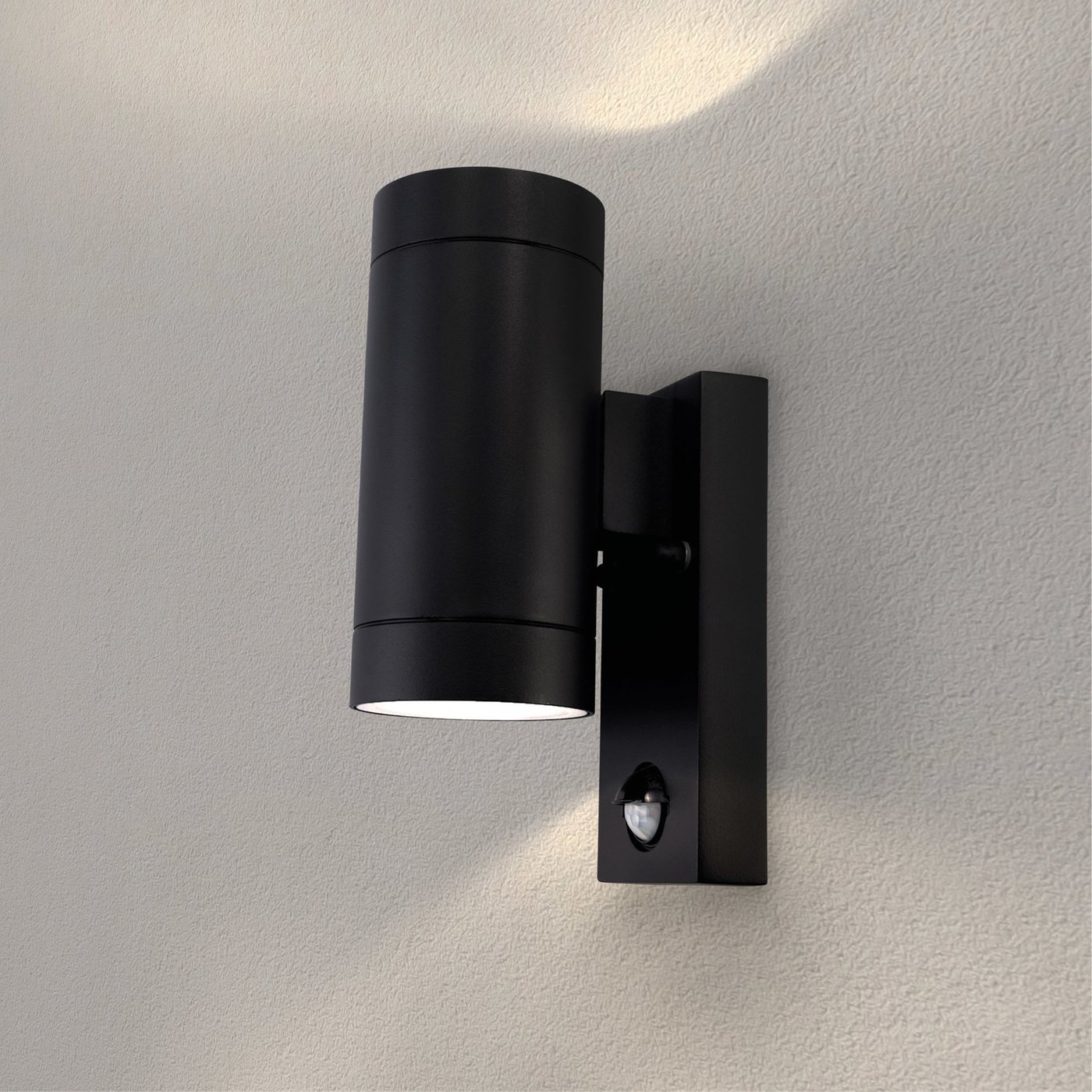 2x LED Wandlamp met Sensor - IP54 - GU10 Fitting - Up & Down - Zwart - Geschikt voor Binnen & Buiten