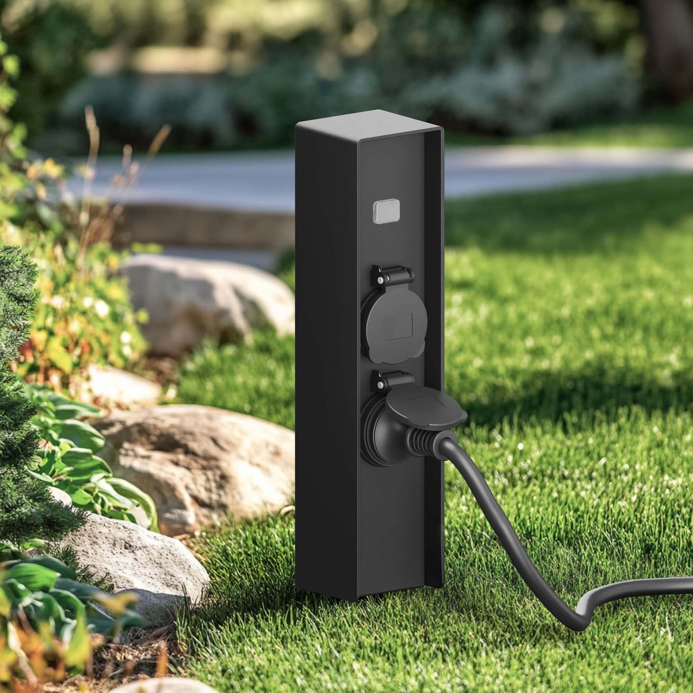 Presa Elettrica Da Esterno Impermeabile IP66 – Resistente Alle Intemperie, Con Coperchio E Protezione Bambini, Per Giardino E Garage, Colore Grigio - 2