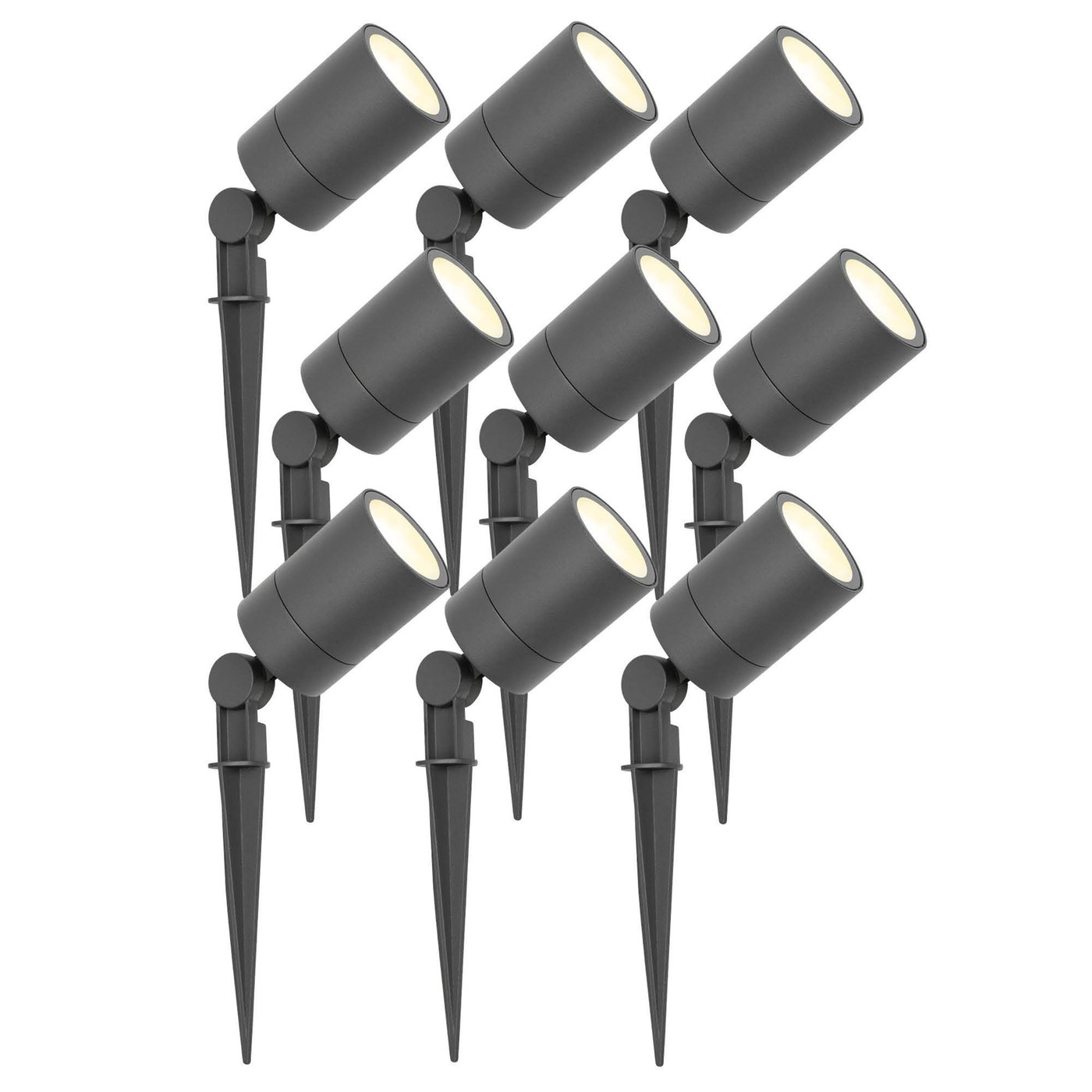 9x LED Gartenstrahler - IP65 - 3W - 2700K - 1M Kabel - Anthrazit