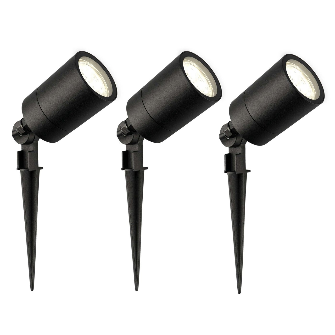 3x Zewnętrzny Reflektor Ogrodowy LED - Czarny - IP65 - 3W - 4000K - Kabel zasilający 2 metry