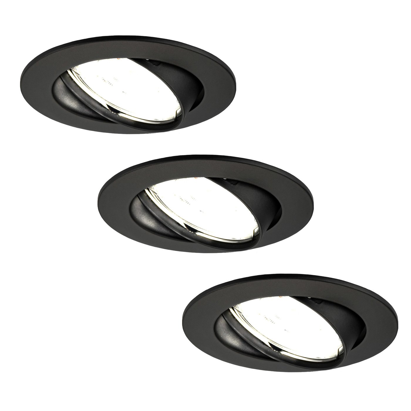 3x Lampy Wpuszczane w Sufit - Czarne - Amsterdam - ściemniane - 3W - 4000K - ø82mm